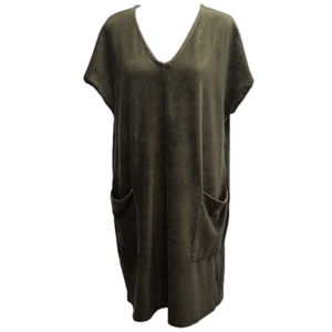 AVA JAMES XL SLEEVELESS CORDUROY DRESS IN A DARK GREEN